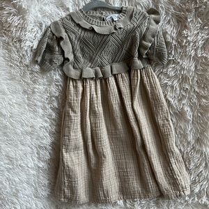 Bebe Organic Taupe Stripe Dress